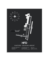 Gray Framed Hartford-Brainard Airport layout wall art poster