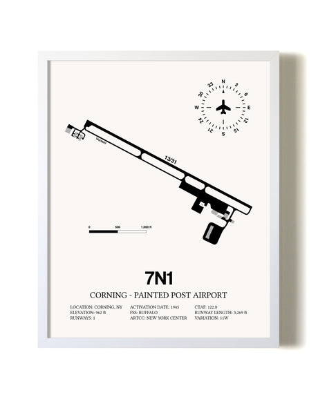 Corning - Painted Post Airport airport map poster in oak frame