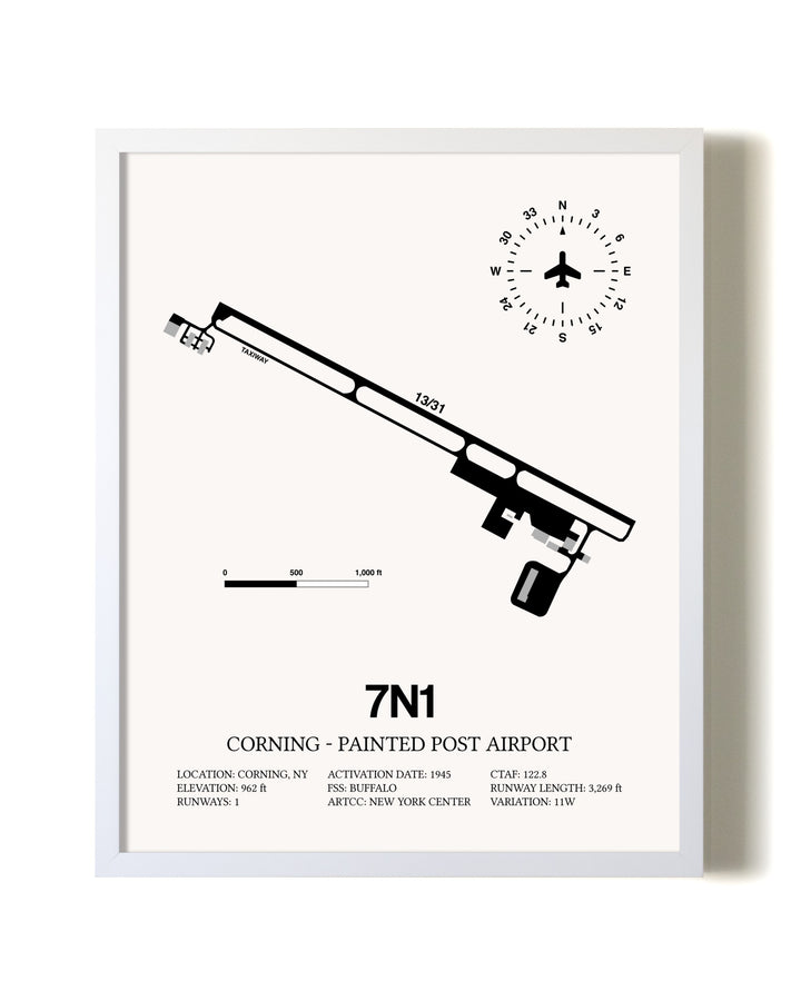 Corning - Painted Post Airport airport map poster in oak frame