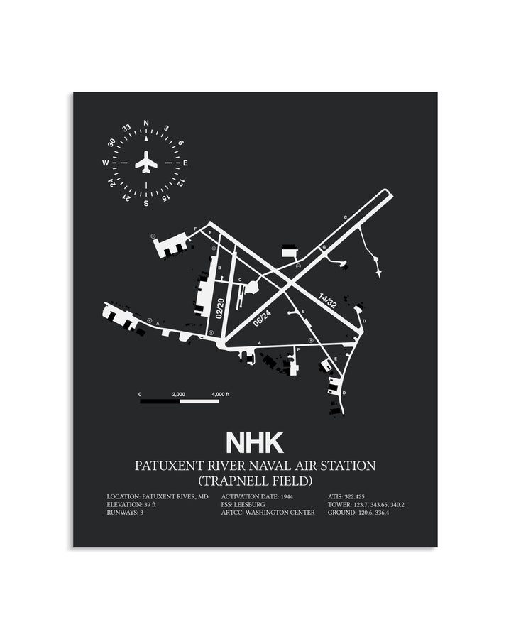 Gray Framed Patuxent River Naval Air Station (Trapnell Field) layout wall art poster