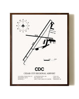 Cedar City Regional Airport aviation print in walnut frame