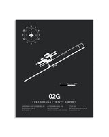 Gray Framed Columbiana County Airport layout wall art poster