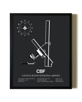 Unframed Council Bluffs Municipal Airport map print poster
