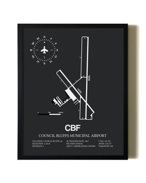 Unframed Council Bluffs Municipal Airport map print poster