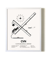 Clovis Regional Airport airport map poster in oak frame