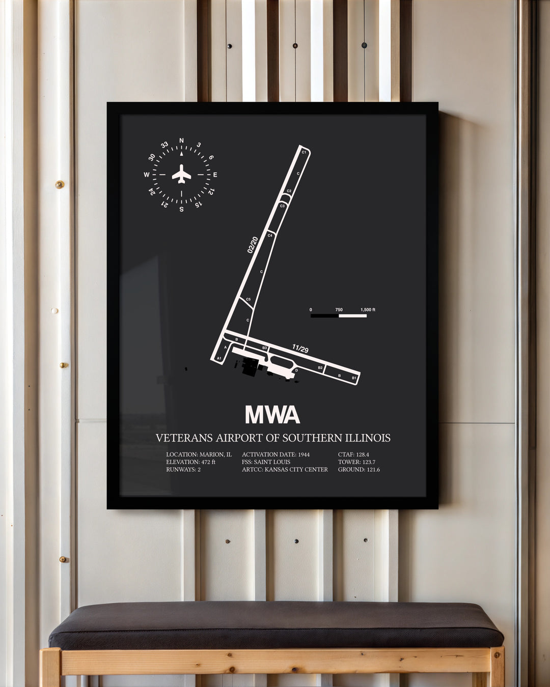 Frame color options for Veterans Airport Of Southern Illinois Wall Art