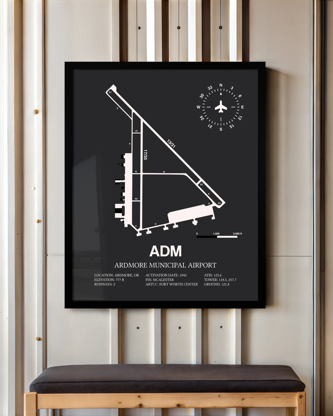 Frame color options for Ardmore Municipal Airport Wall Art