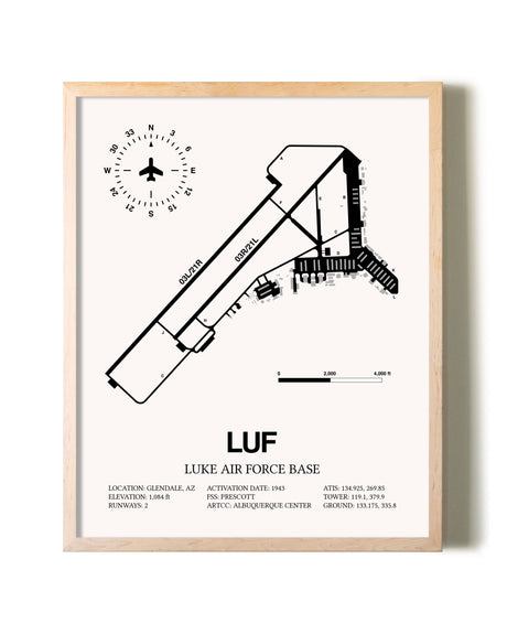 Luke Air Force Base framed wall art in white frame