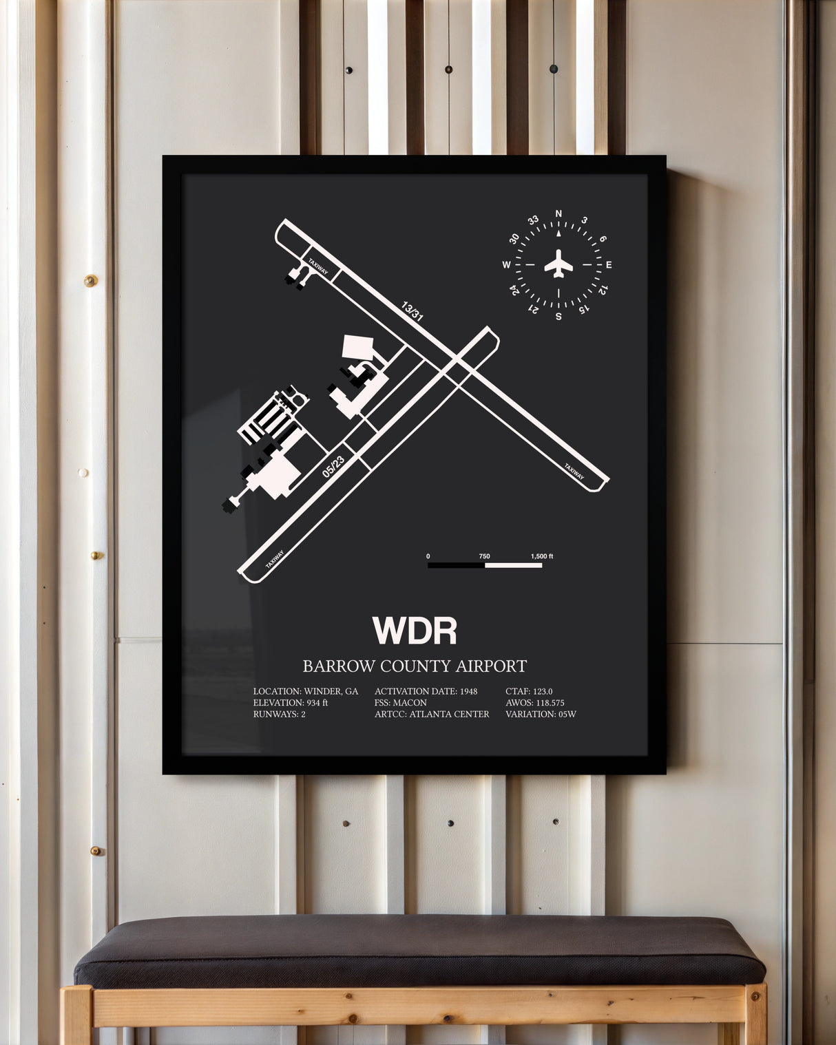 Frame color options for Barrow County Airport Wall Art