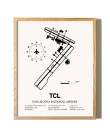 Tuscaloosa National Airport framed print in natural wood frame