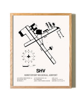 Shreveport Regional Airport framed print in natural wood frame