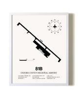 Oxford County Regional Airport airport map poster in oak frame