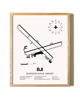 Bemidji Regional Airport framed print in natural wood frame