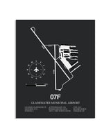 Gray Framed Gladewater Municipal Airport layout wall art poster