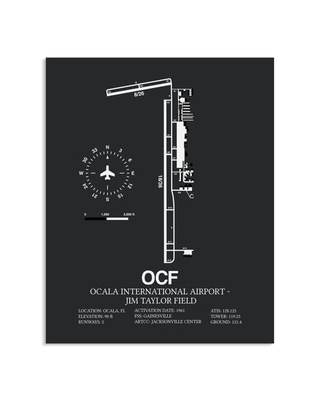 Gray Framed Ocala International Airport-Jim Taylor Field layout wall art poster
