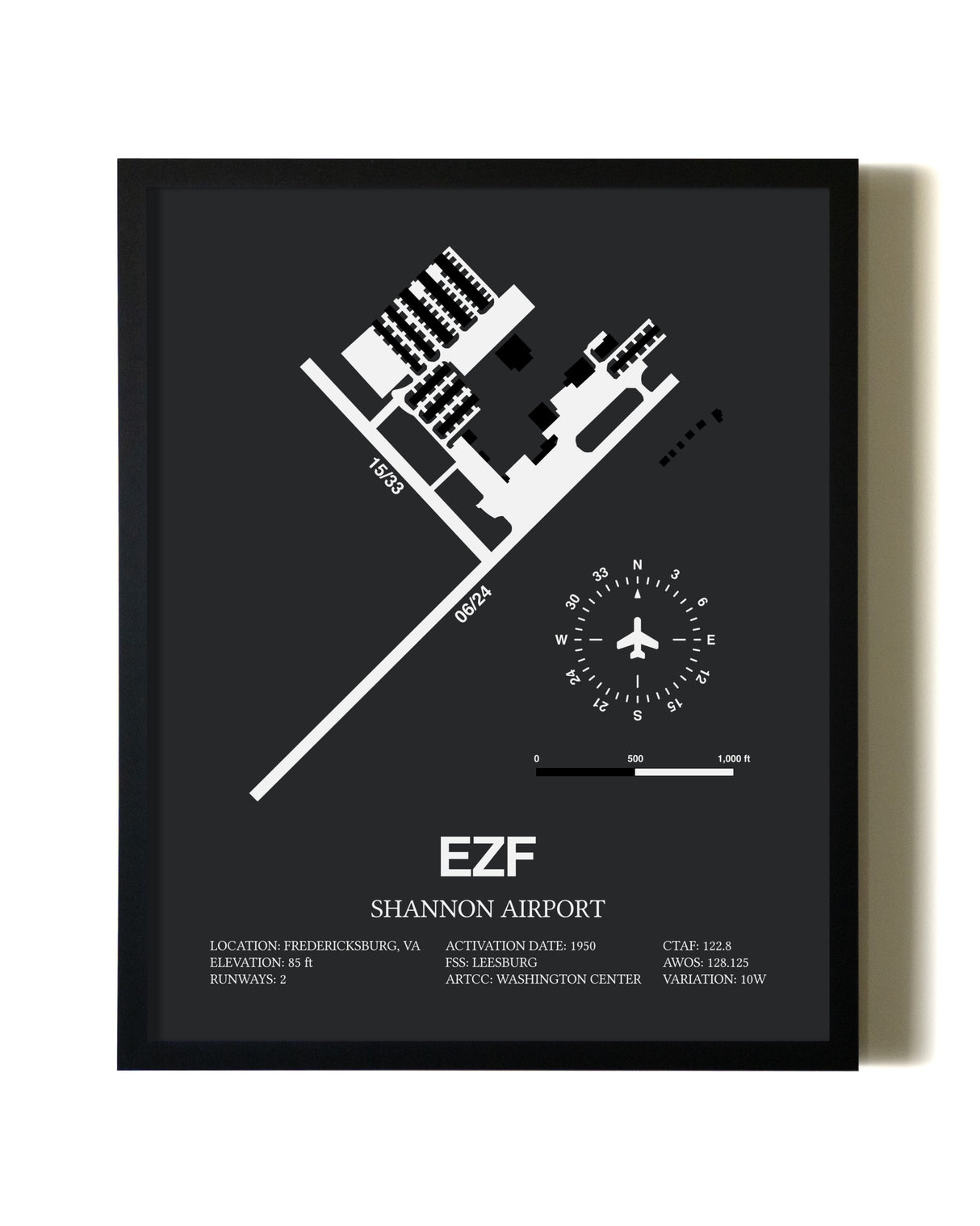 Unframed Shannon Airport map print poster