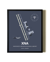 Blue and Cream Framed Northwest Arkansas National Airport layout wall art poster