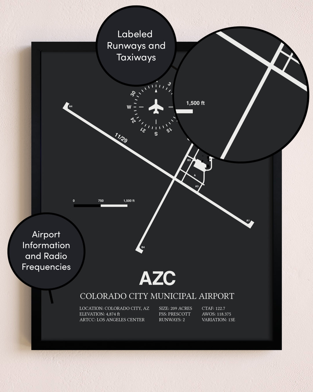 Colorado City Municipal Airport poster size comparison chart