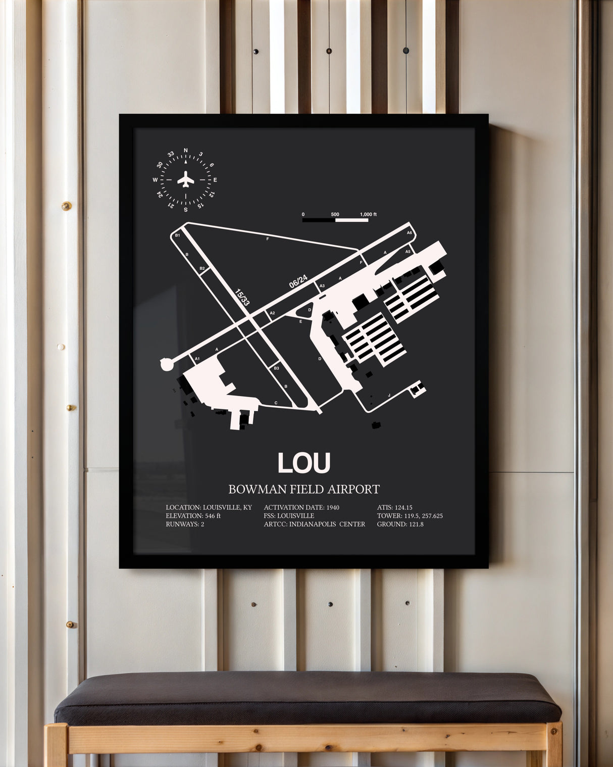 Frame color options for Bowman Field Airport Wall Art