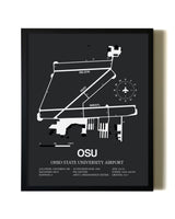 Unframed Ohio State University Airport map print poster