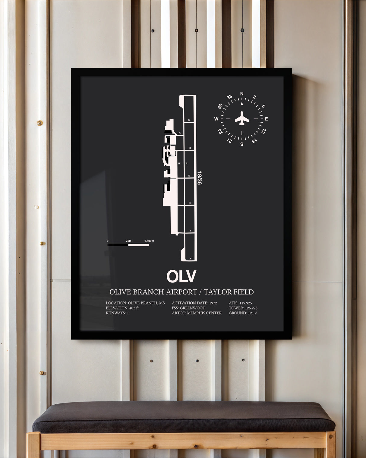 Frame color options for Olive Branch Airport / Taylor Field Wall Art