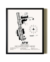 Framed Perot Field / Fort Worth Alliance Airport wall art poster in black frame