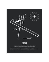 Gray Framed Greenville Municipal Airport layout wall art poster