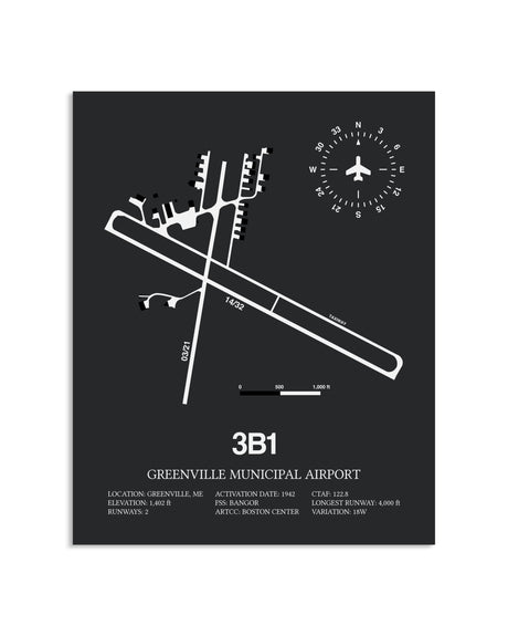 Gray Framed Greenville Municipal Airport layout wall art poster