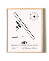 Sullivan County International Airport framed wall art in white frame