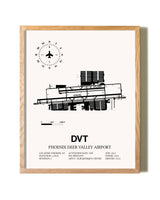 Phoenix Deer Valley Airport framed print in natural wood frame