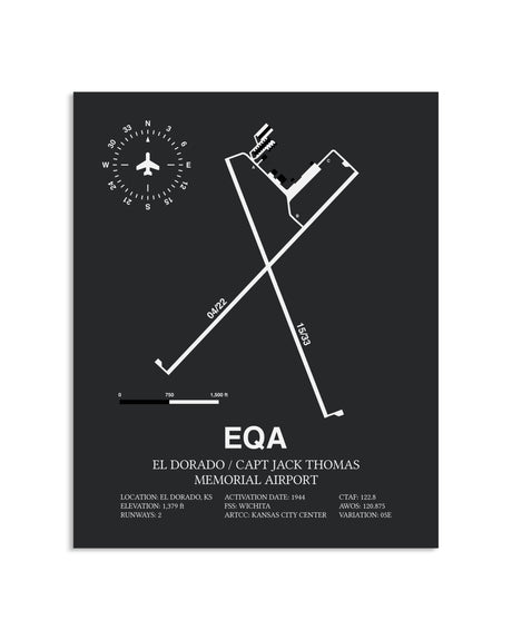 Gray Framed El Dorado / Captain Jack Thomas Memorial Airport layout wall art poster