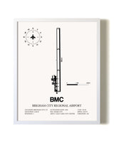 Brigham City Regional Airport airport map poster in oak frame