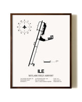 Skylark Field Airport aviation print in walnut frame
