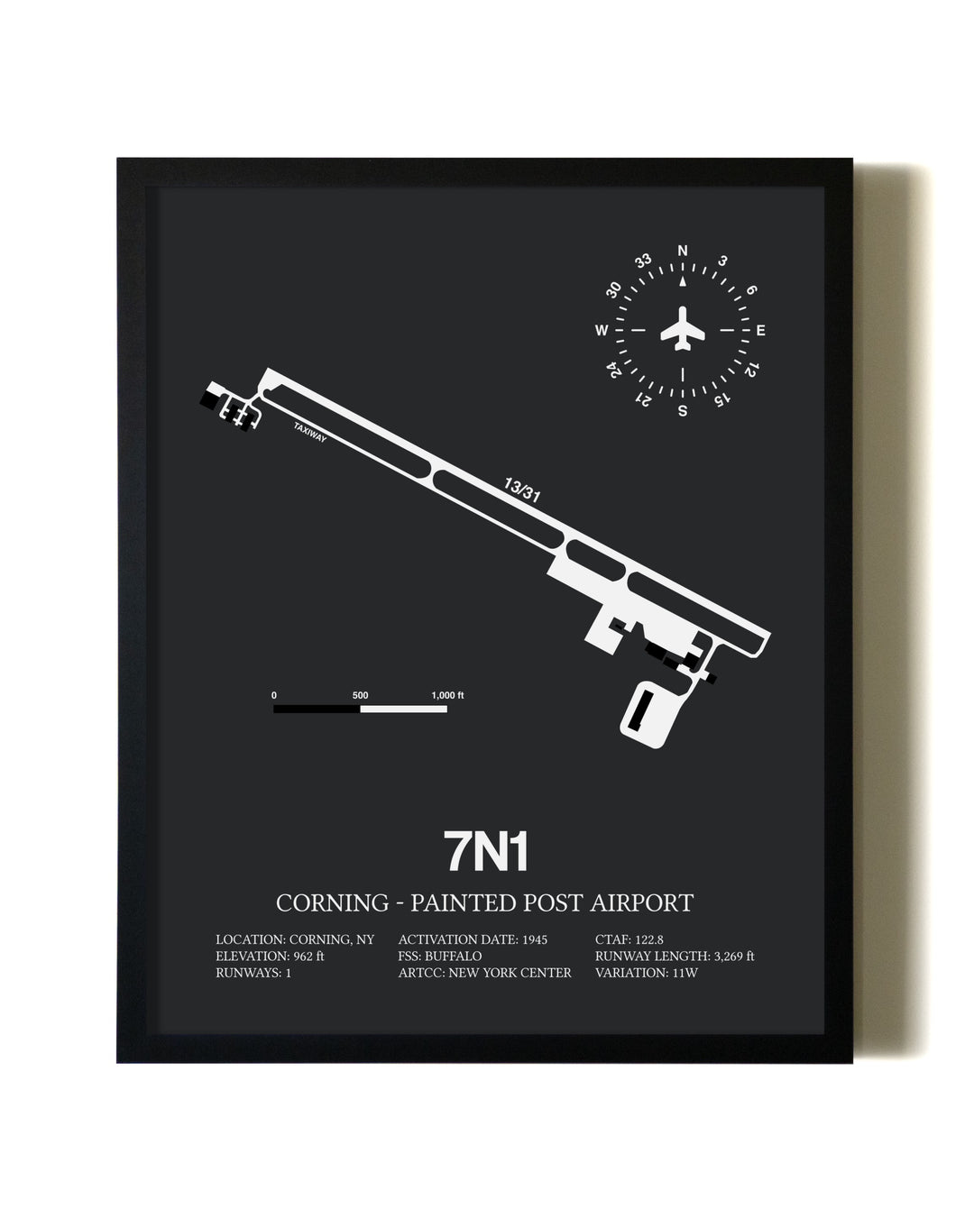 Unframed Corning - Painted Post Airport map print poster