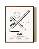 Clovis Regional Airport aviation print in walnut frame