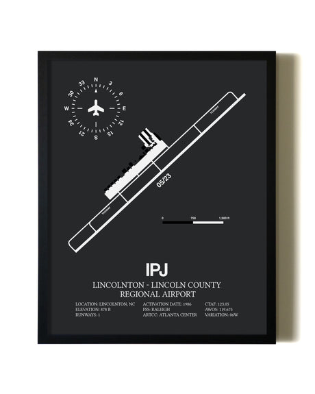 Unframed Lincolnton-Lincoln County Regional Airport map print poster