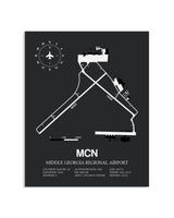 Gray Framed Middle Georgia Regional Airport layout wall art poster