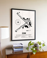 Des Moines International Airport aviation wall décor in black wood frame