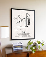 Tullahoma Regional Airport / William Northern Field aviation wall décor in black wood frame