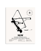 Gray Whidbey Island Naval Air Station (Ault Field) Airport framed poster displayed in an airplane hangar
