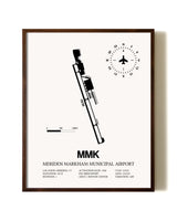 Meriden Markham Municipal Airport aviation print in walnut frame