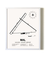 Malone-Dufort Airport airport map poster in oak frame