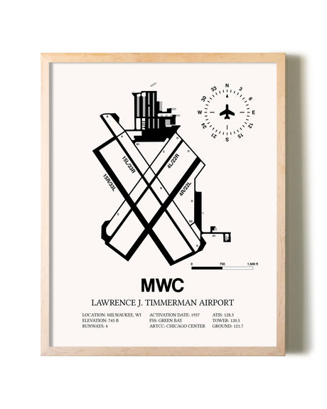 Lawrence J. Timmerman Airport framed wall art in white frame