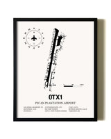 Framed Pecan Plantation Airport wall art poster in black frame