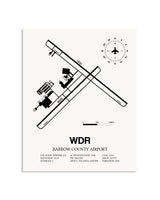 Gray Barrow County Airport framed poster displayed in an airplane hangar