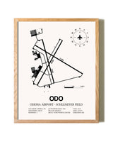 Odessa Airport-Schlemeyer Field framed print in natural wood frame