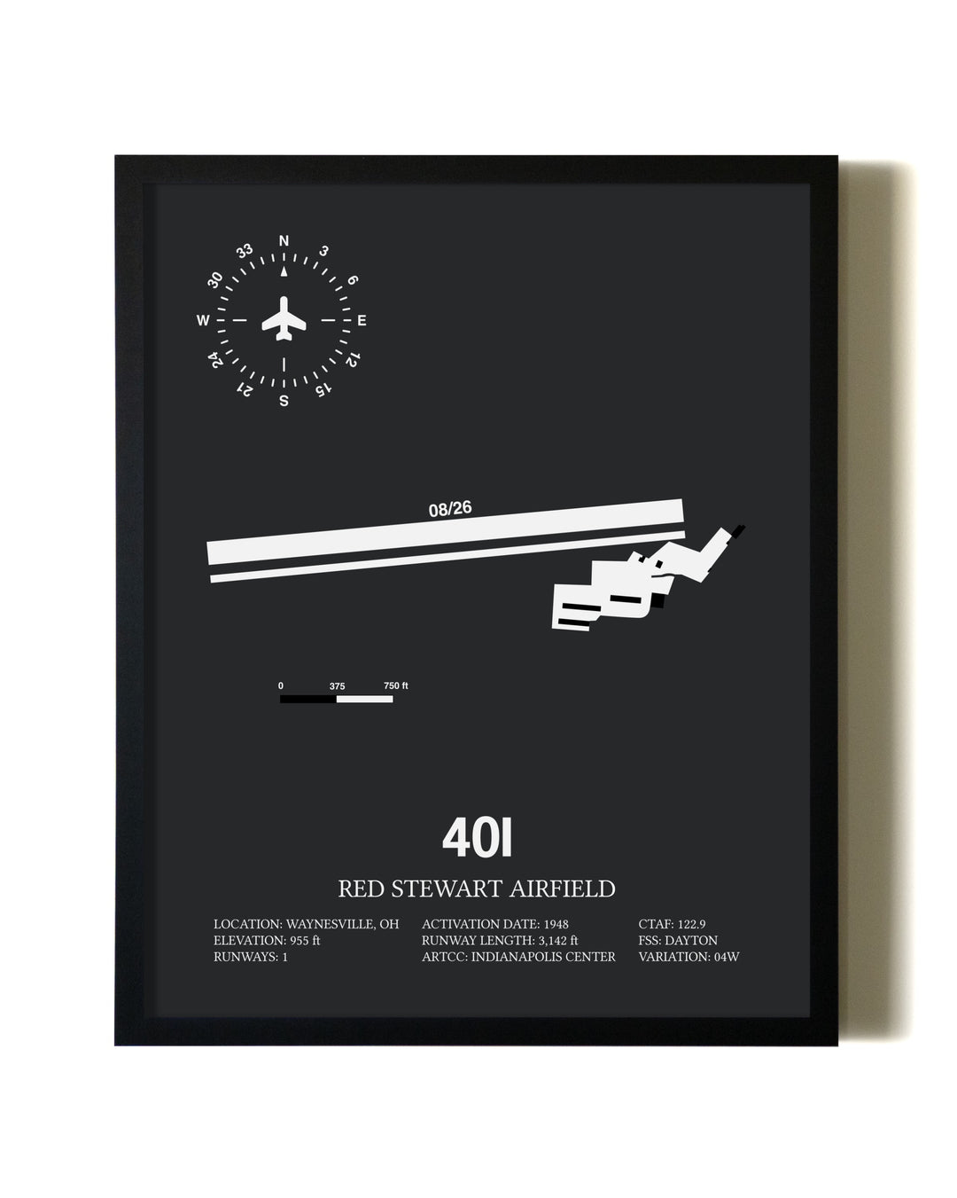 Unframed Red Stewart Airfield map print poster
