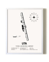 Tunica Municipal Airport airport map poster in oak frame