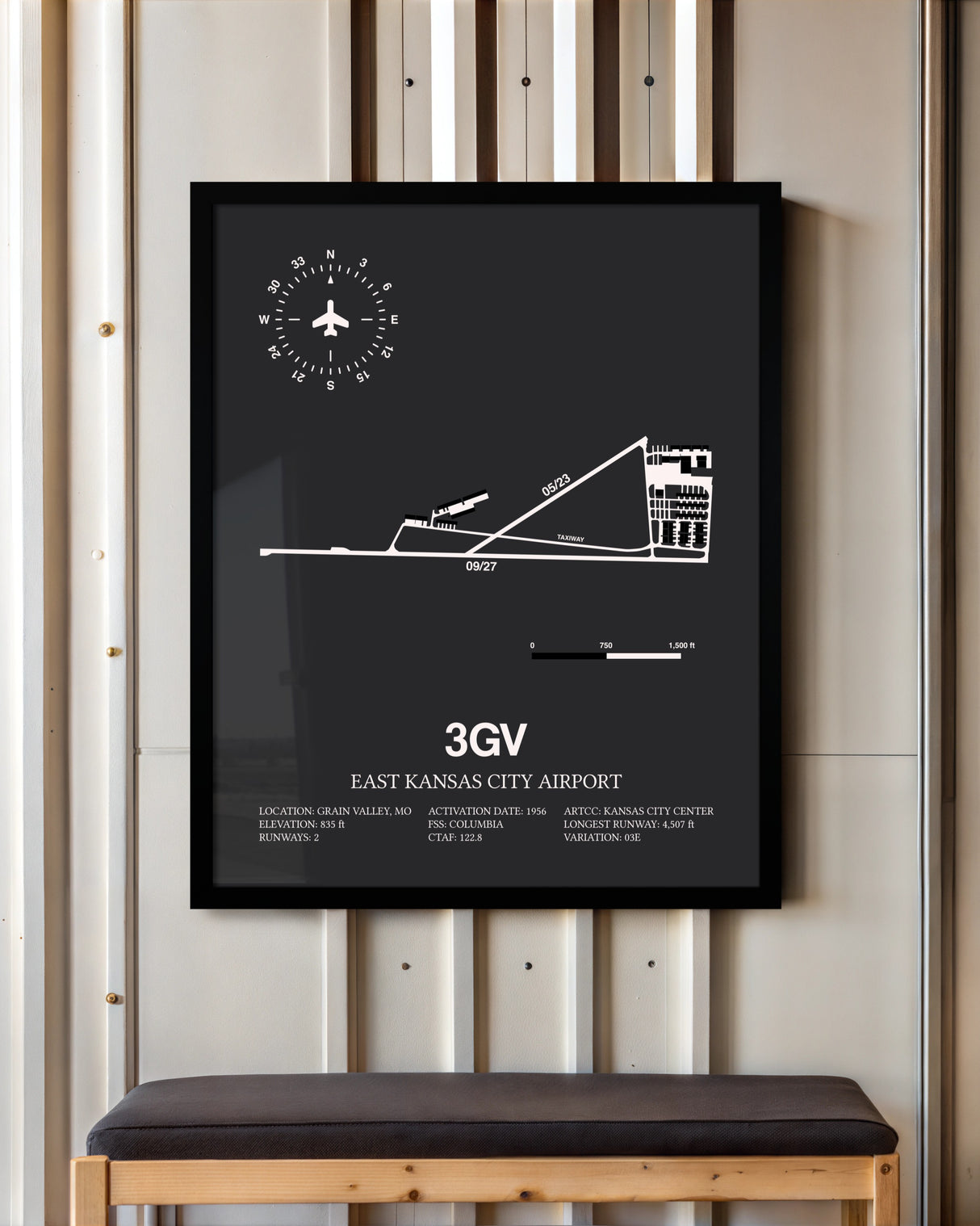 Frame color options for East Kansas City Airport Wall Art