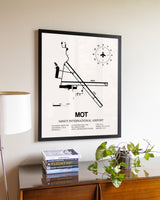 Minot International Airport aviation wall décor in black wood frame